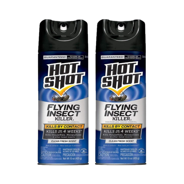 Hot Shot, (Pack of 2 Flying Insect Killer3 (Aerosol), Clean Fresh Scent, 15 Ounce