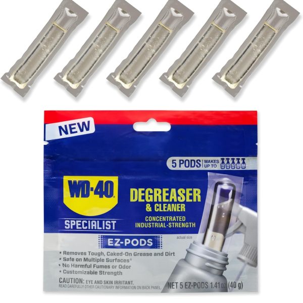 WD-40 Specialist Degreaser and Cleaner EZ-PODS, Customizable Industrial-Strength Concentrate, Multi-Surface Cleaning Solution, 1-Pack of 5 PODS